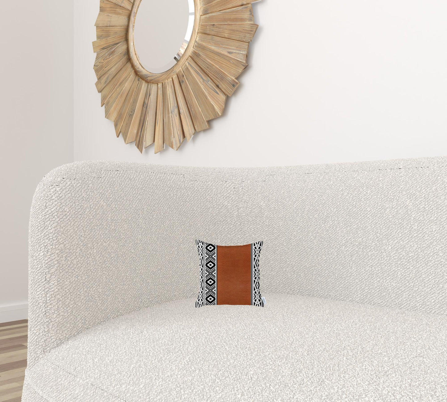 Rustic Brown Faux Leather Geometric Pillow