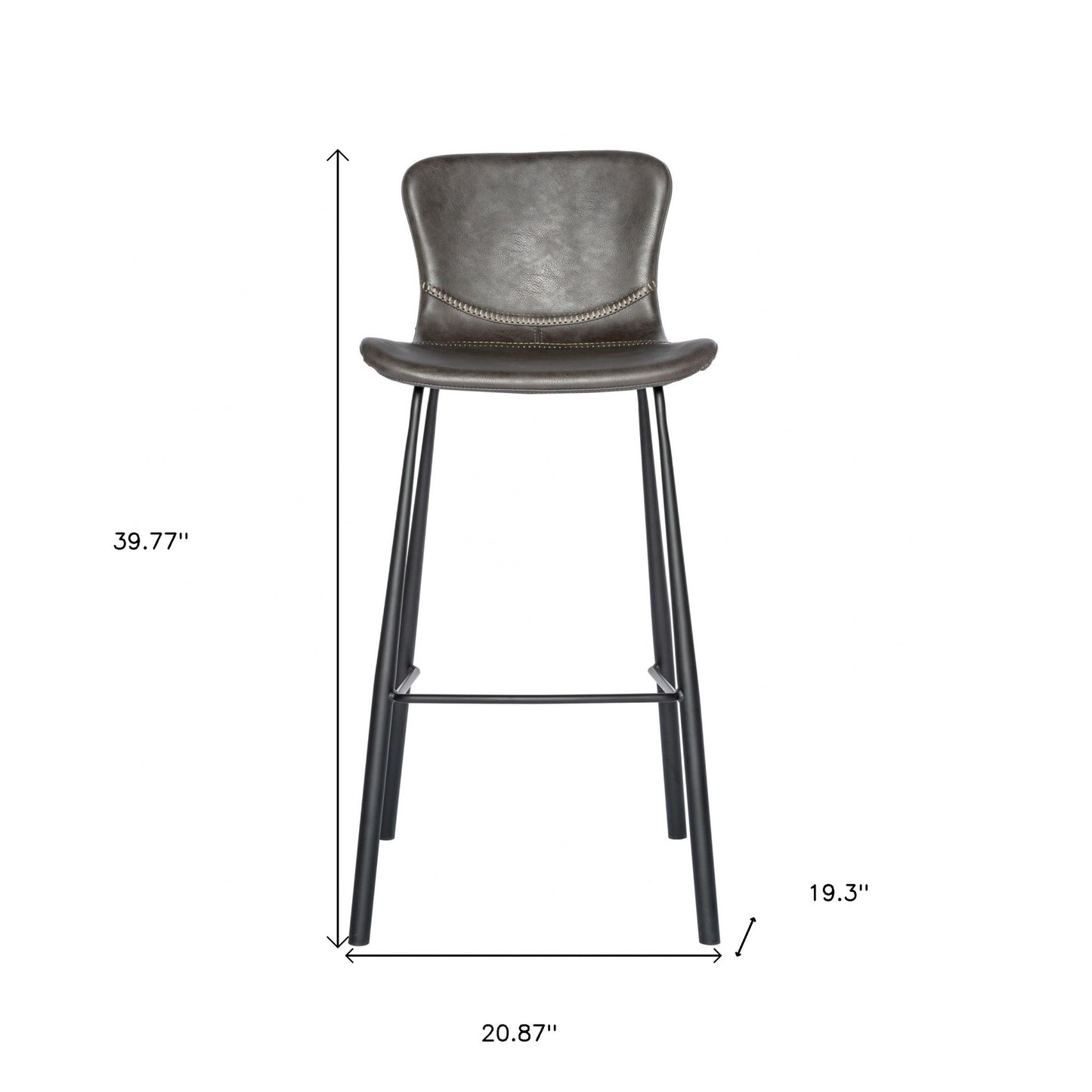 Gray & Black Steel Low Back Bar Height Bar Chairs - Set of 2