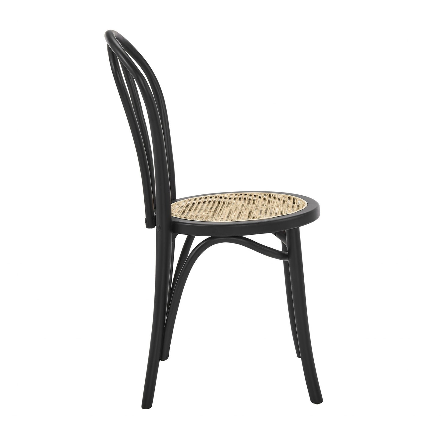 Black & Natural Solid Wood & Rattan Dining Chair - Set of 2