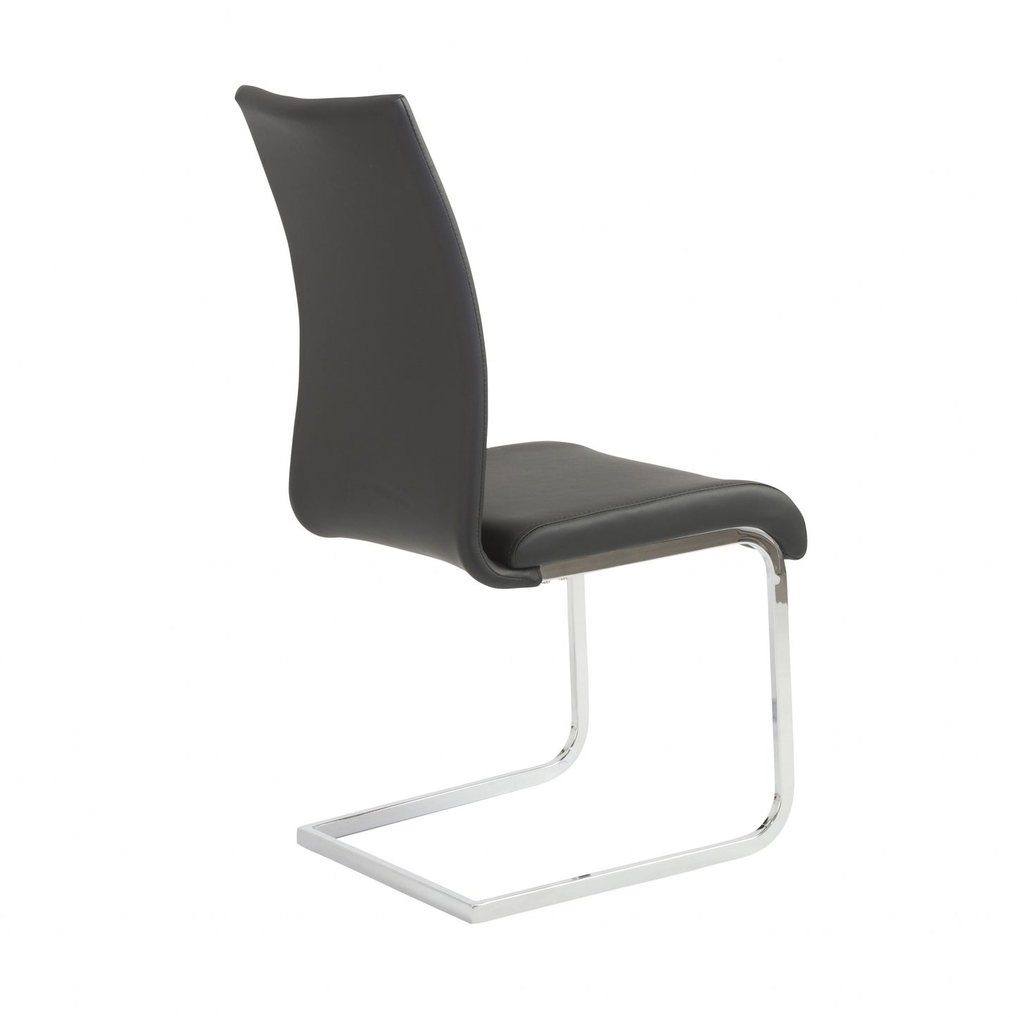 Black Faux Faux Leather Long Back Cantilever Chairs - Set of 4
