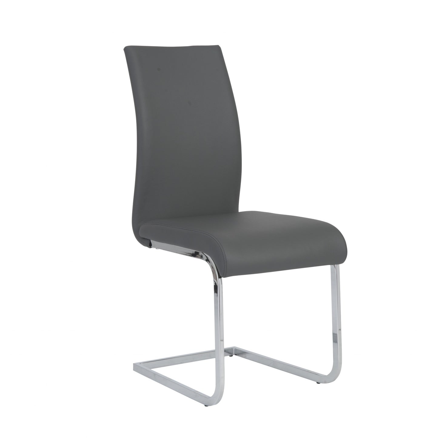 Gray Faux Faux Leather Long Back Cantilever Chairs - Set of 4