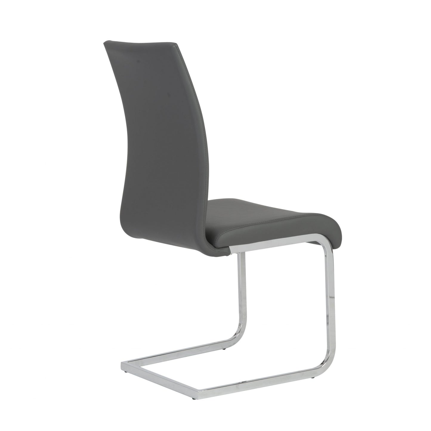 Gray Faux Faux Leather Long Back Cantilever Chairs - Set of 4
