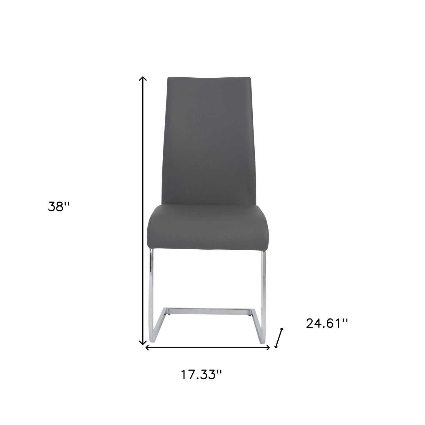 Gray Faux Faux Leather Long Back Cantilever Chairs - Set of 4