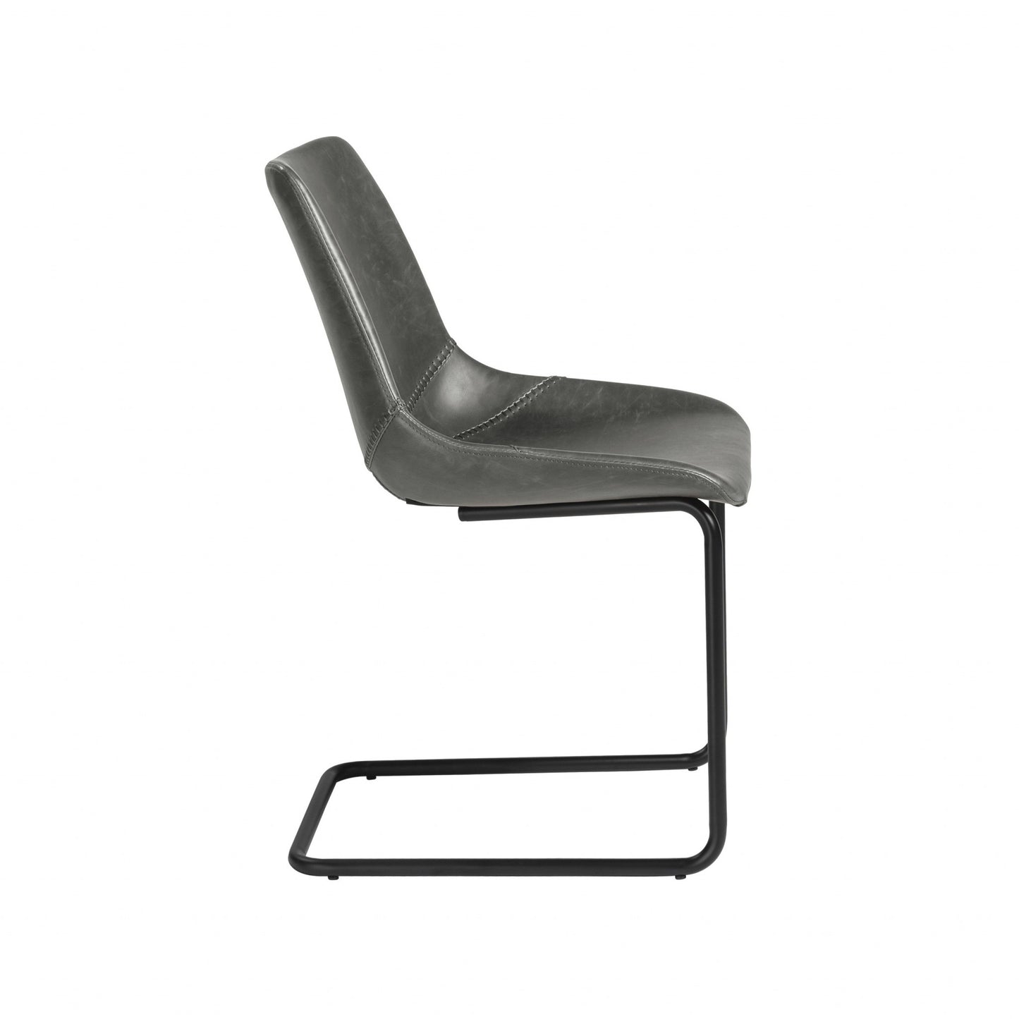 Gray Faux Faux Leather Black Cantilever Chairs - Set of 2