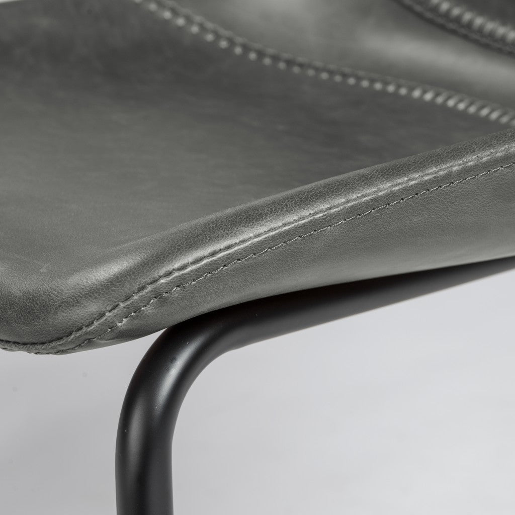 Gray Faux Faux Leather Black Cantilever Chairs - Set of 2