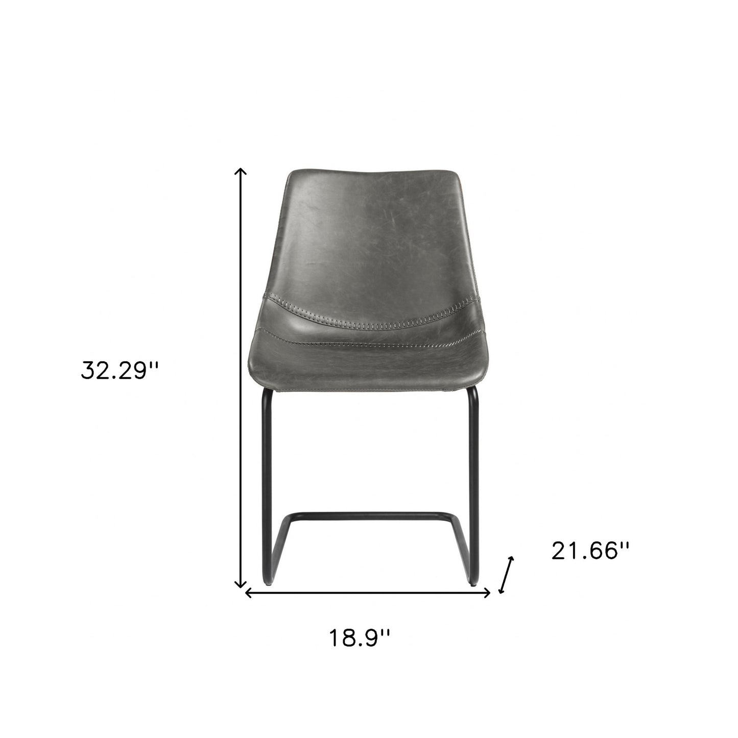 Gray Faux Faux Leather Black Cantilever Chairs - Set of 2