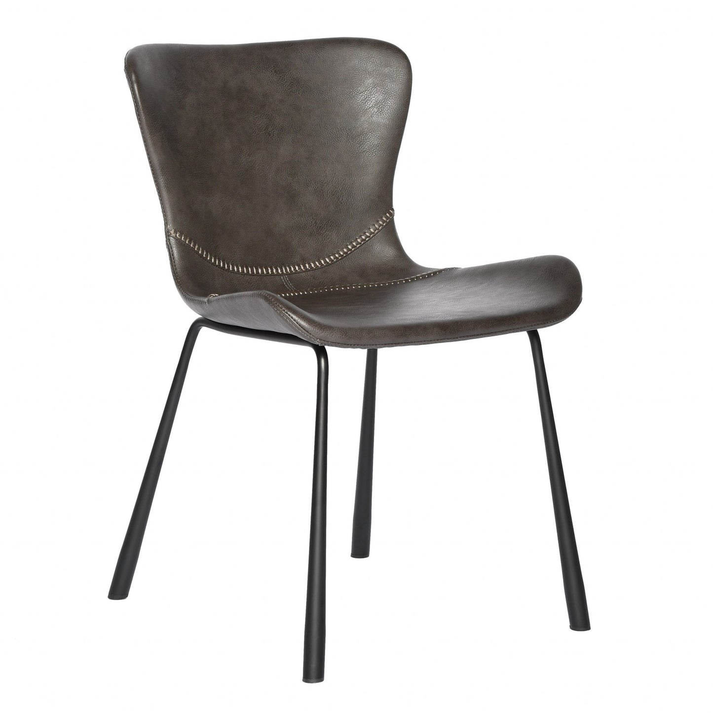 Dark Gray Faux Faux Leather Side Chairs - Set of 2