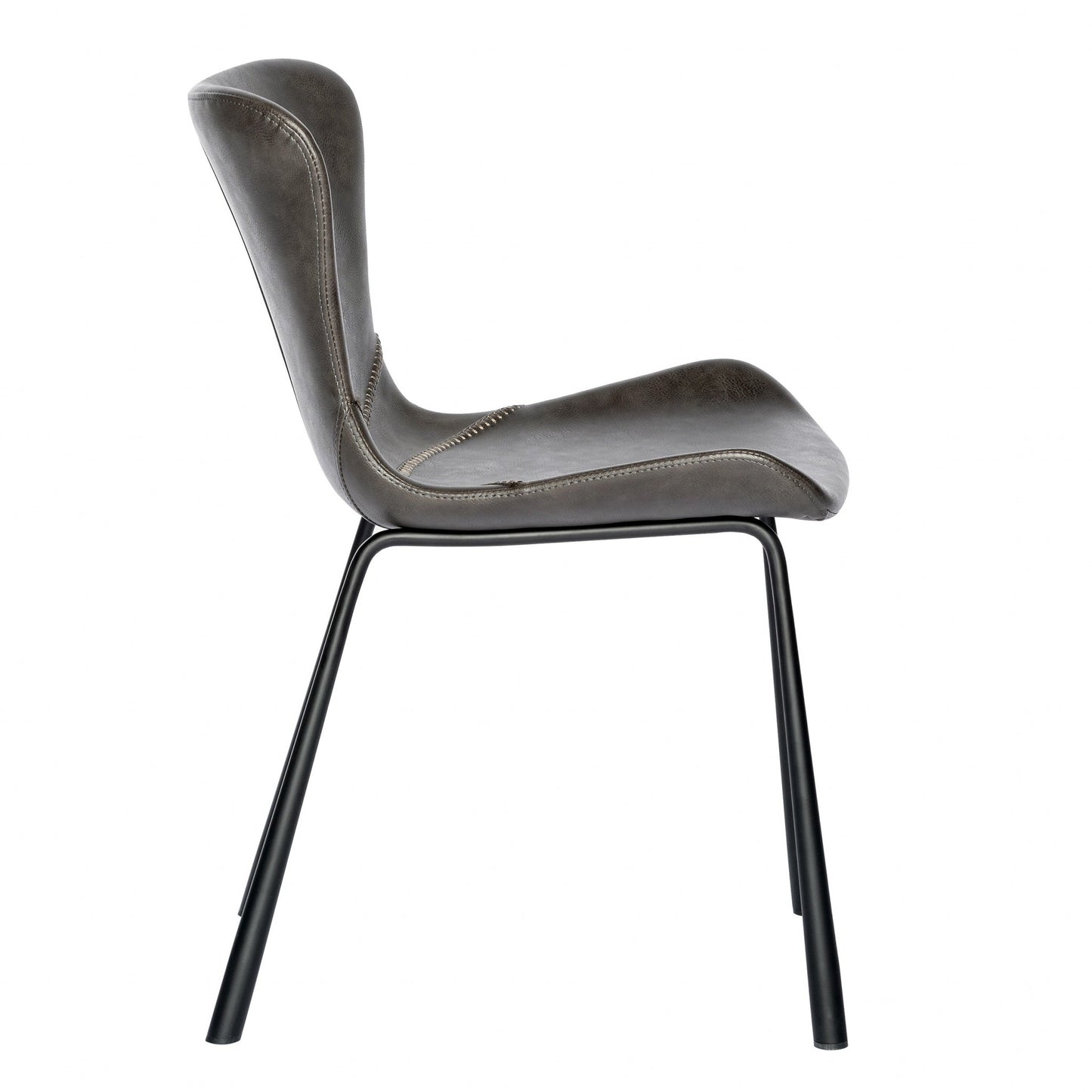 Dark Gray Faux Faux Leather Side Chairs - Set of 2
