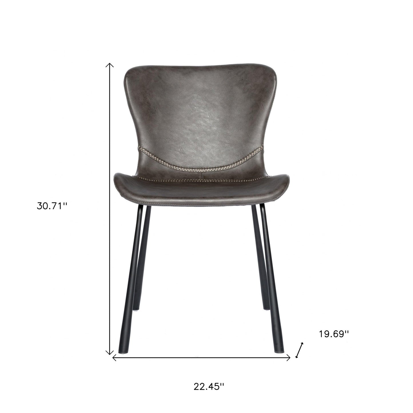 Dark Gray Faux Faux Leather Side Chairs - Set of 2