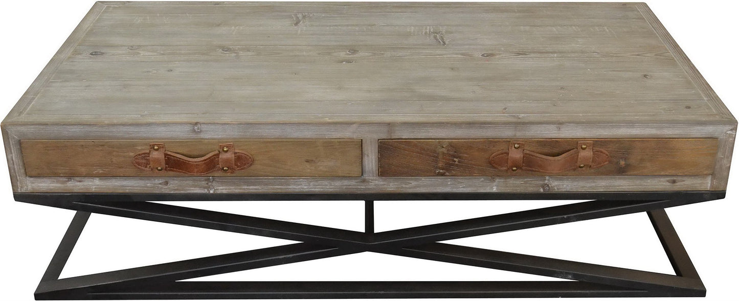 Rustic Handcrafted Natural Wood & Iron Coffee Table