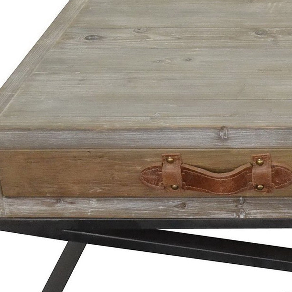 Rustic Handcrafted Natural Wood & Iron Coffee Table