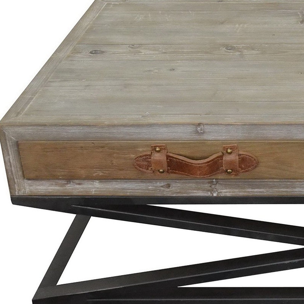 Rustic Handcrafted Natural Wood & Iron Coffee Table