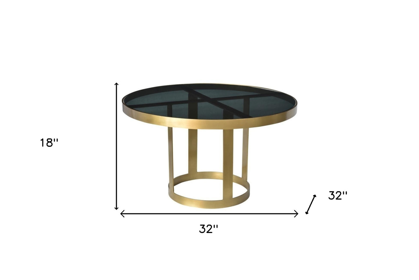 Black & Gold Glass & Iron Round Frame Coffee Table image 5