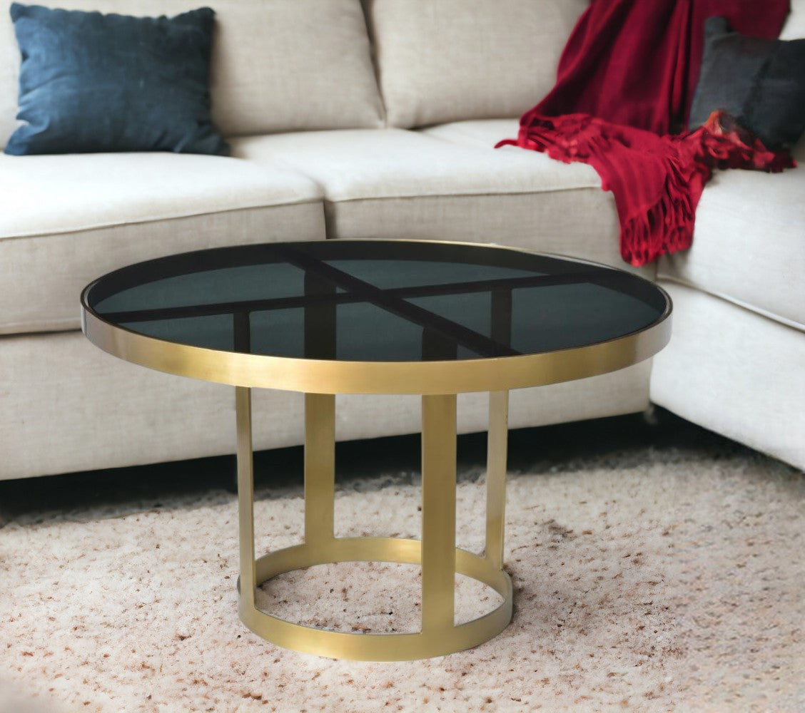 Round Black & Gold Modern Coffee Table