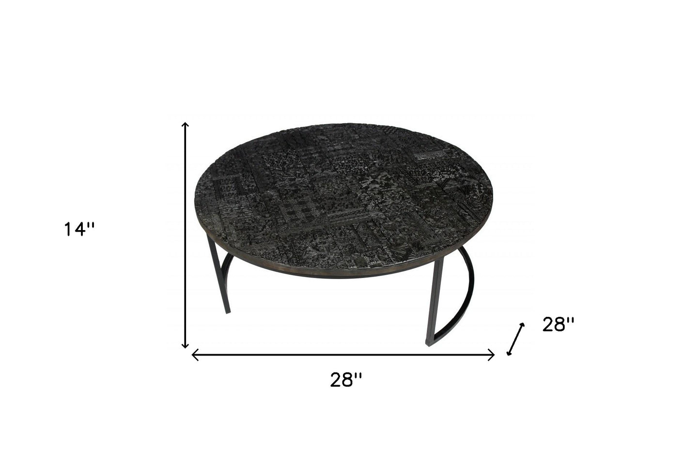 Set of 2 Black Iron Round Frame Nested Coffee Tables image 6