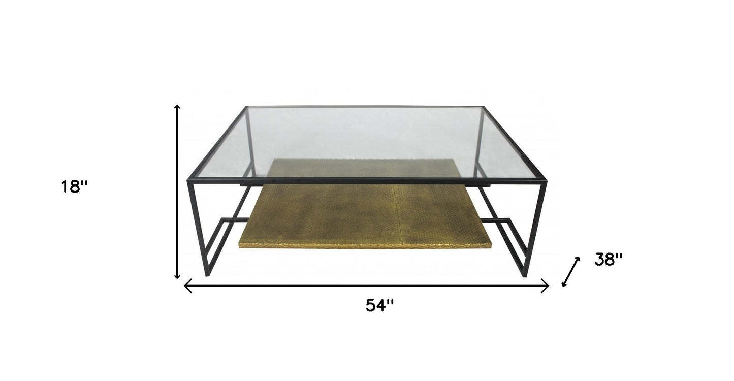 Modern Black & Gold Glass Coffee Table