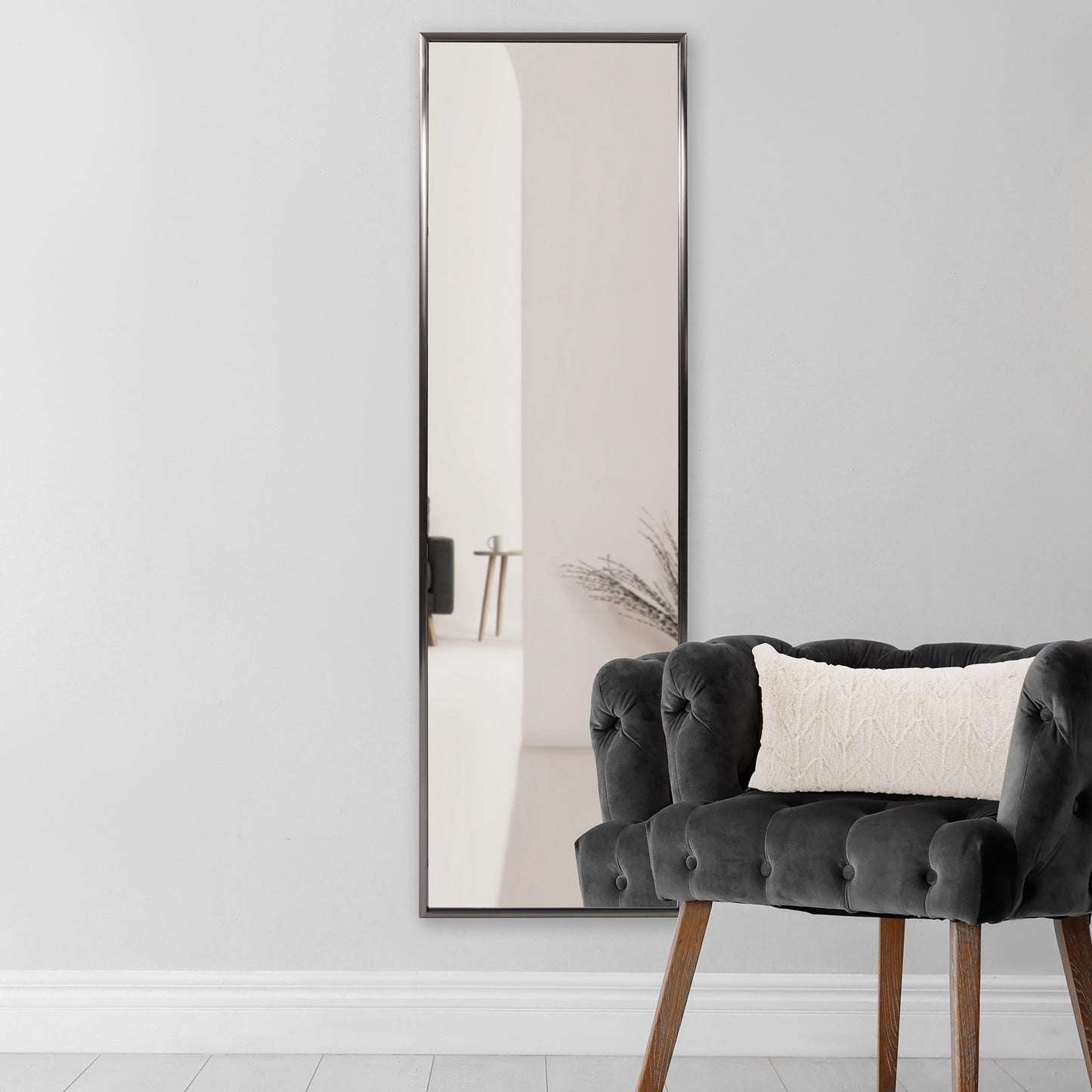 Gray Metal Framed Full Length Hanging Mirror