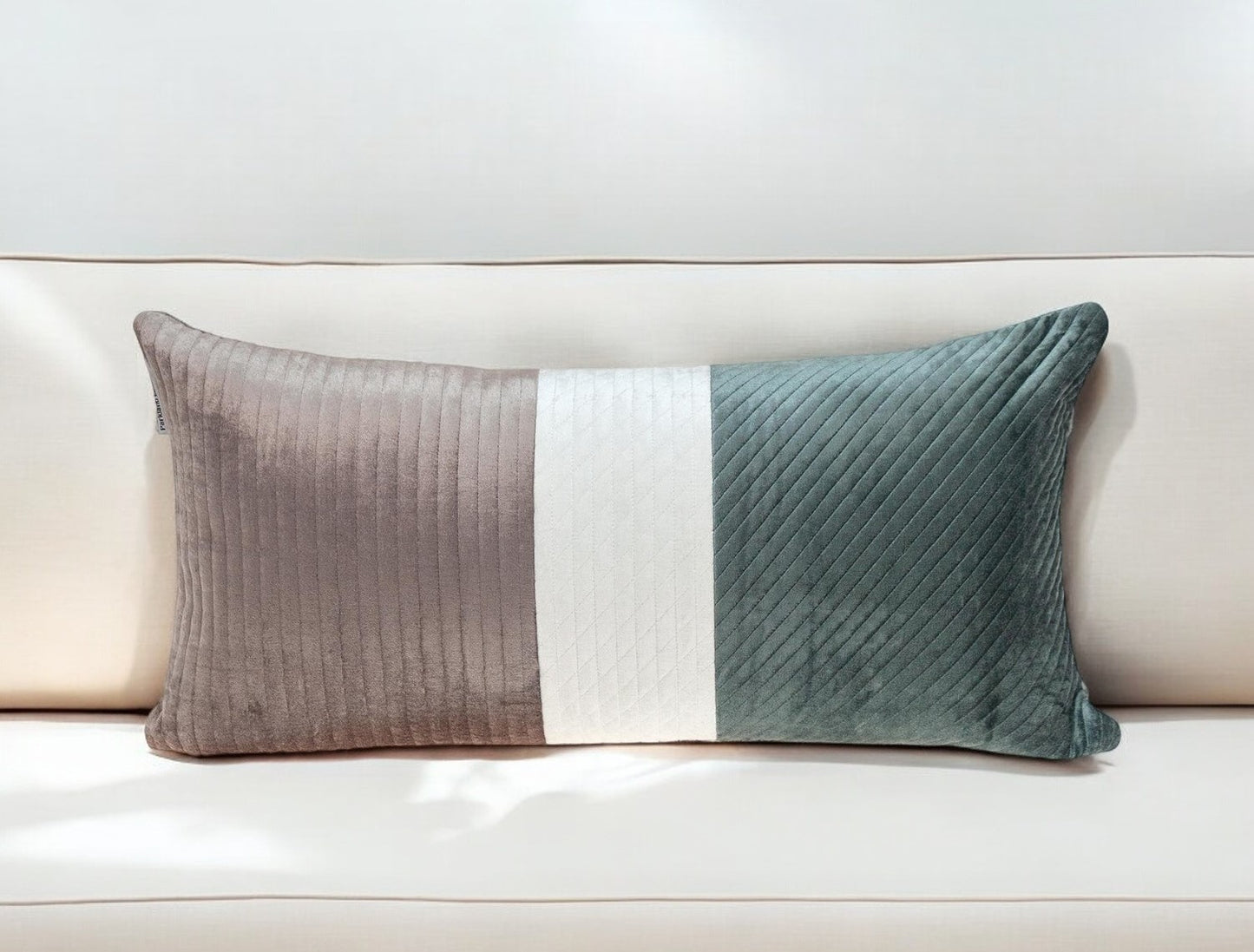 Green Striped Velvet Pillow