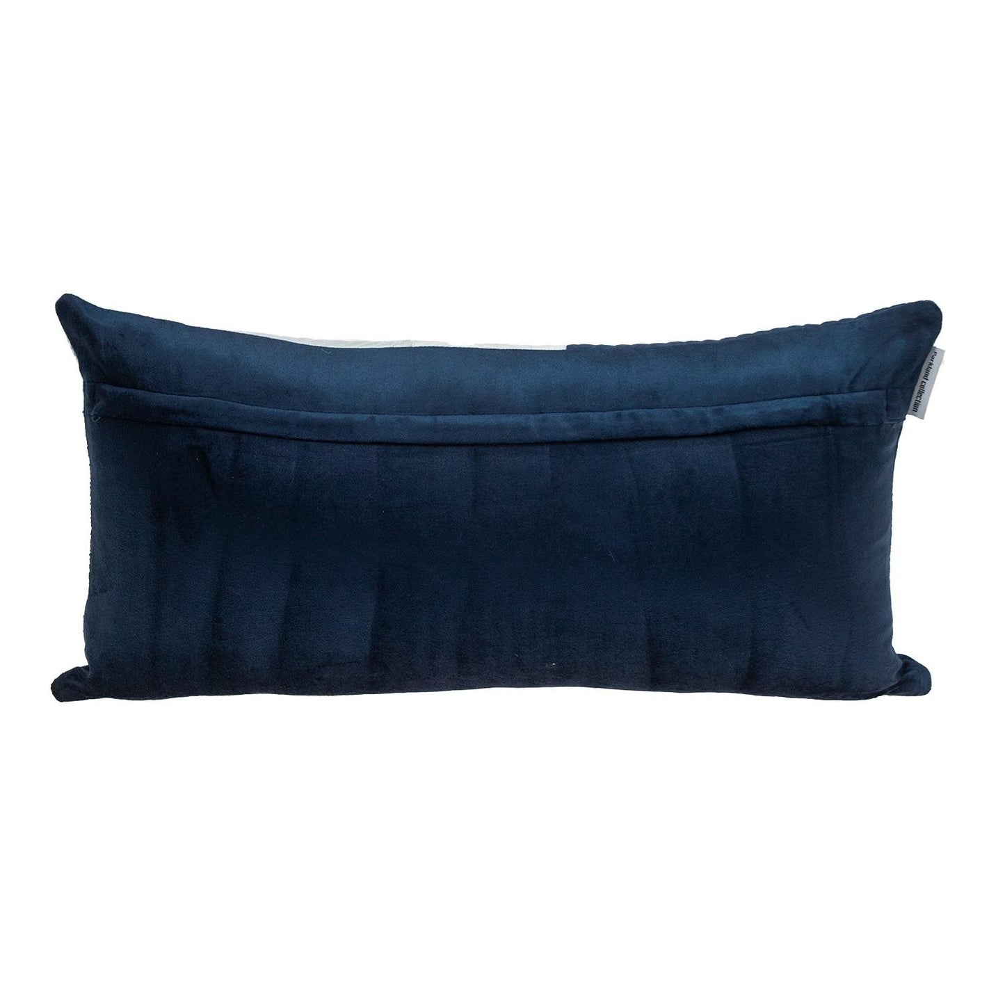 Navy Blue Striped Velvet Pillow