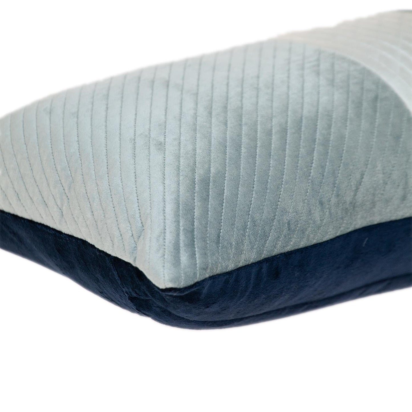 Navy Blue Striped Velvet Pillow