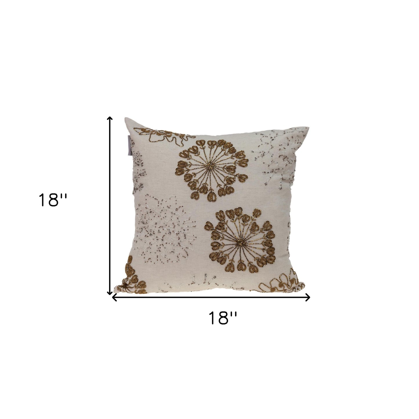 Natural & Golden Metallic Beaded Pillow