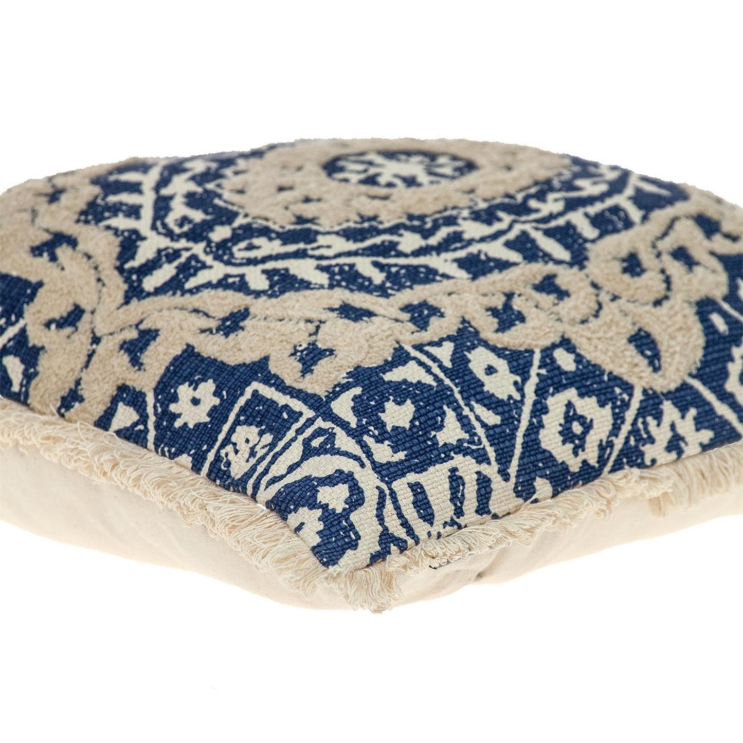 Boho Garland Beige & Navy Blue Accent Pillow