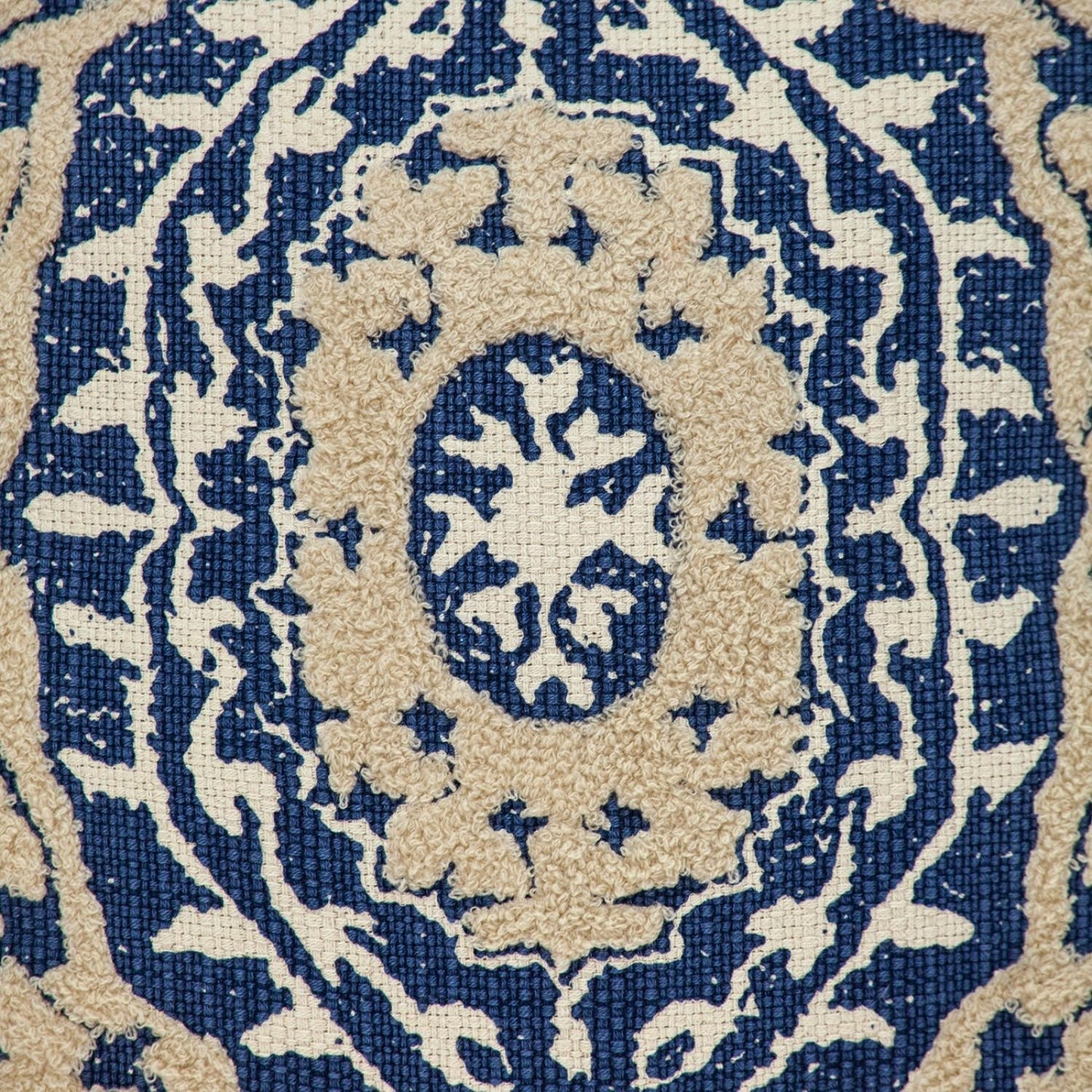 Boho Garland Beige & Navy Blue Accent Pillow