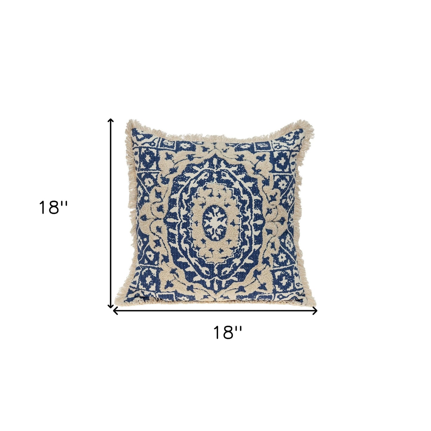 Boho Garland Beige & Navy Blue Accent Pillow