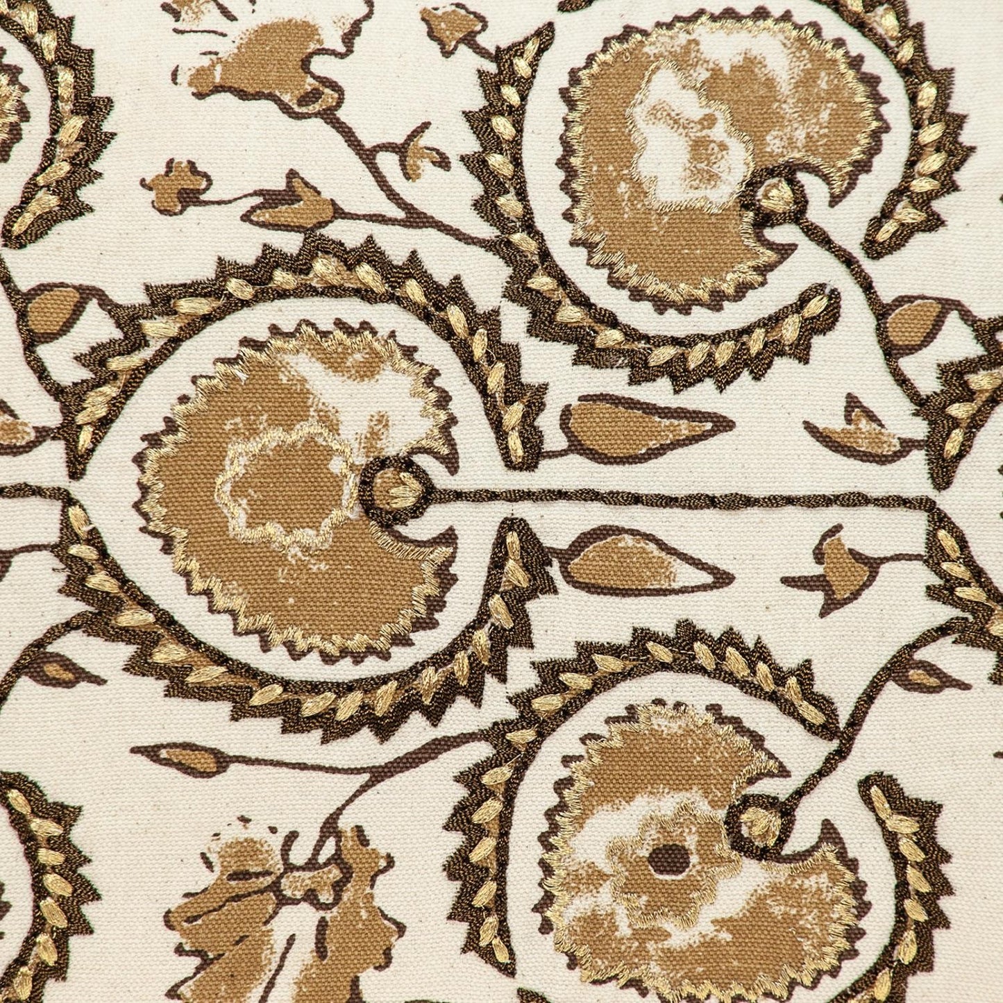 Gold & Bronze Embroidered Lumbar Pillow