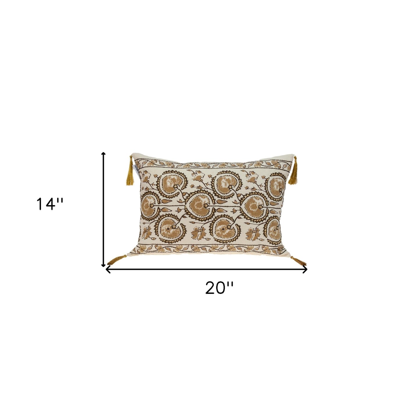 Gold & Bronze Embroidered Lumbar Pillow