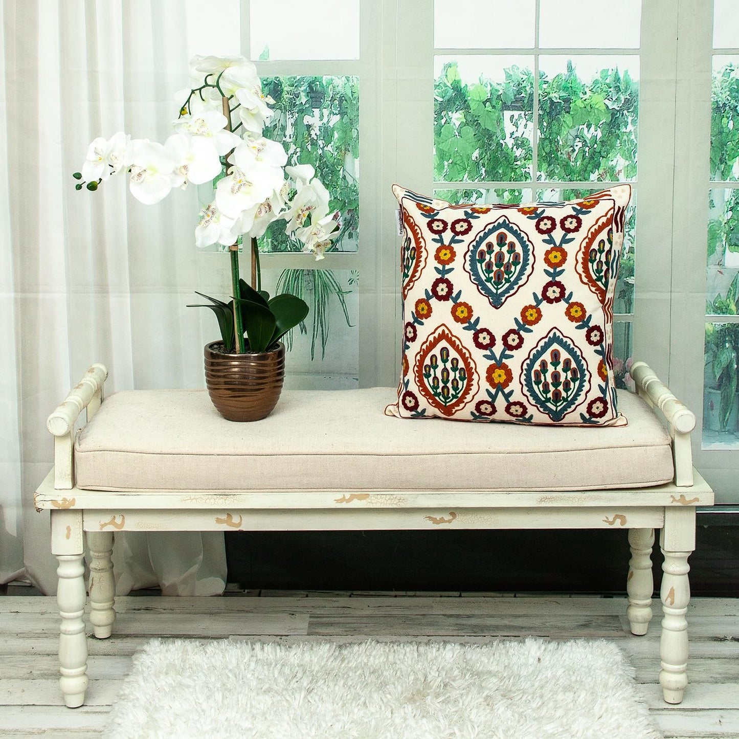 Multicolor Cotton Blend Pillow
