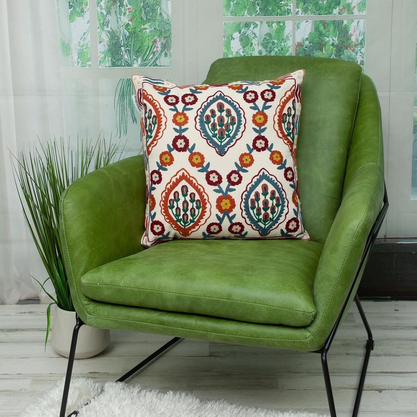 Multicolor Cotton Blend Pillow