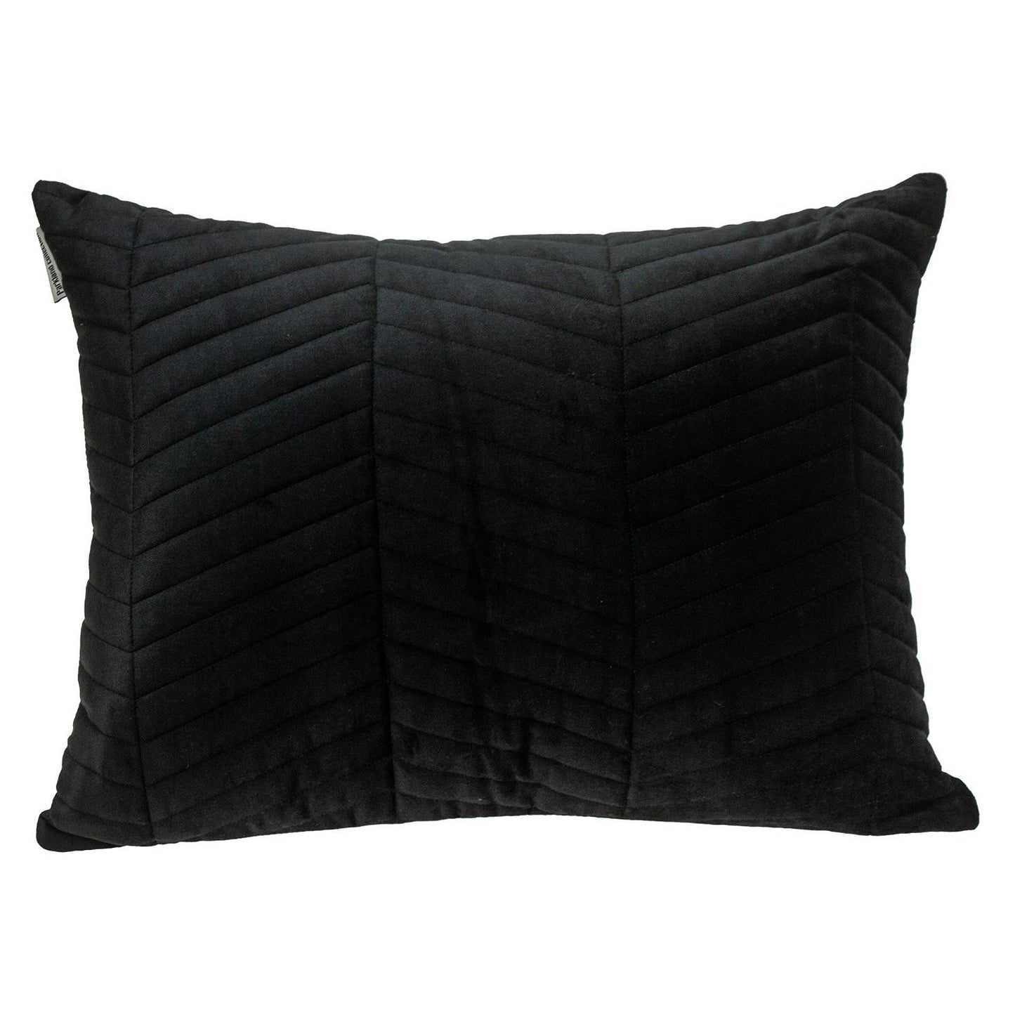Black Quilted Velvet Zig Zag Lumbar Pillow