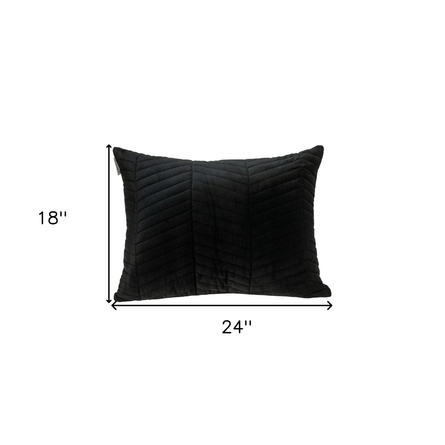 Black Quilted Velvet Zig Zag Lumbar Pillow