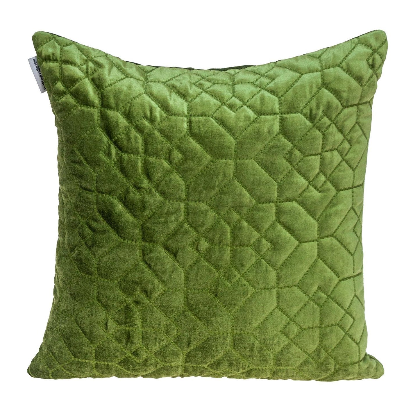 Olive Quilted Velvet Geo Pillow