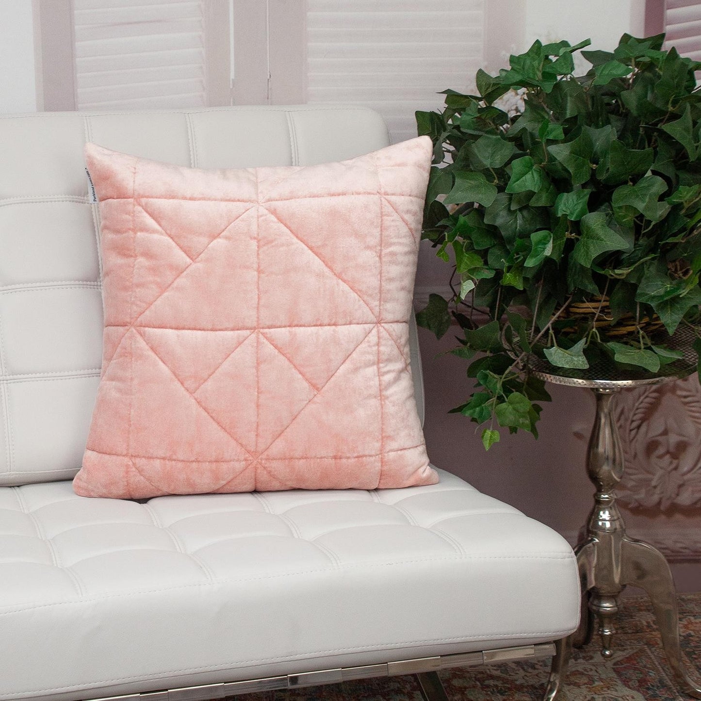 Pink Chunky Geo Stitched Velvet Pillow
