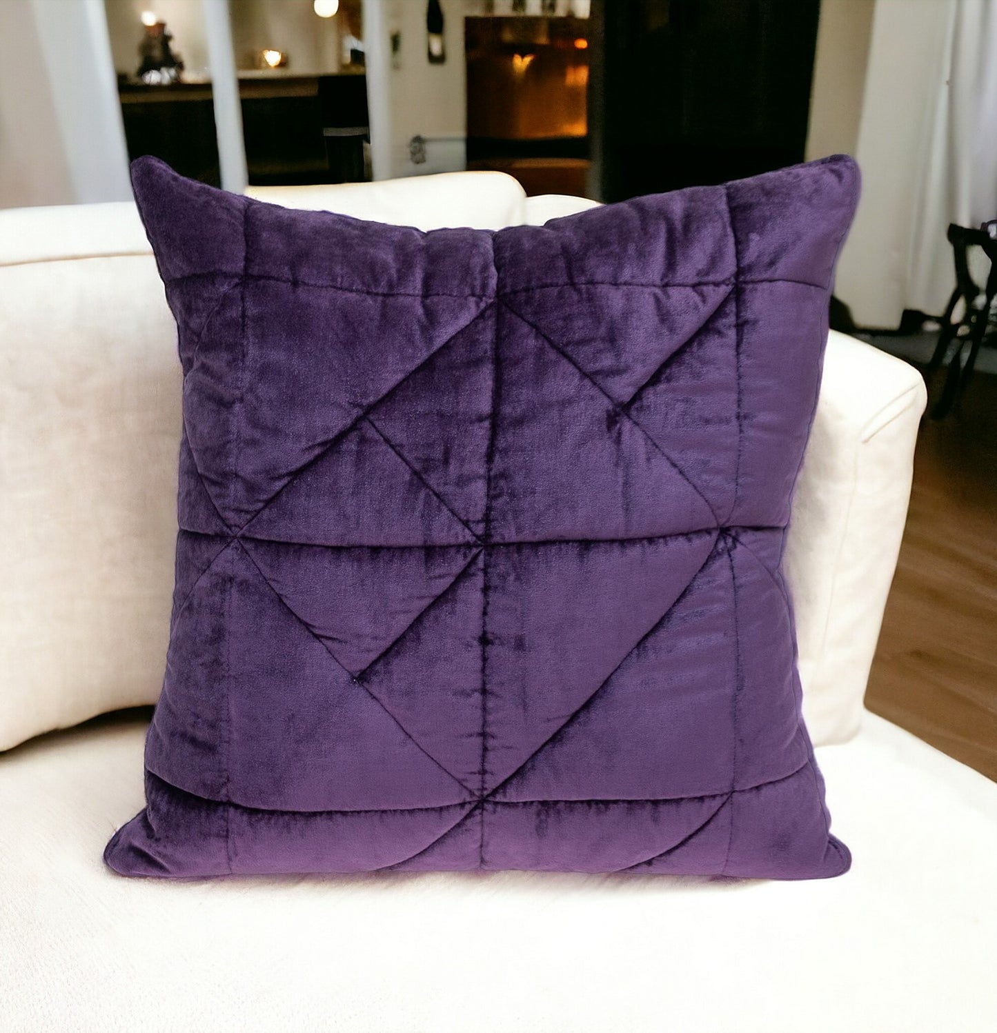 Purple Chunky Geo Stitched Velvet Pillow