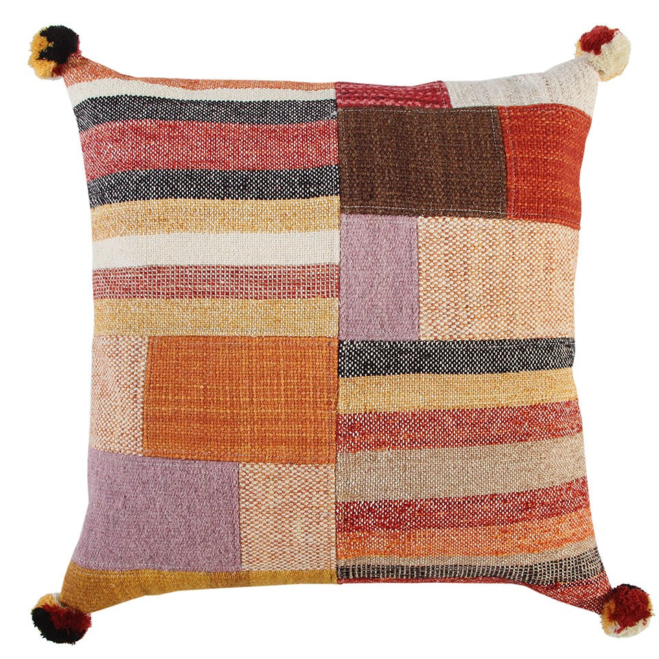 Orange Brown Accent Stitched Pillow