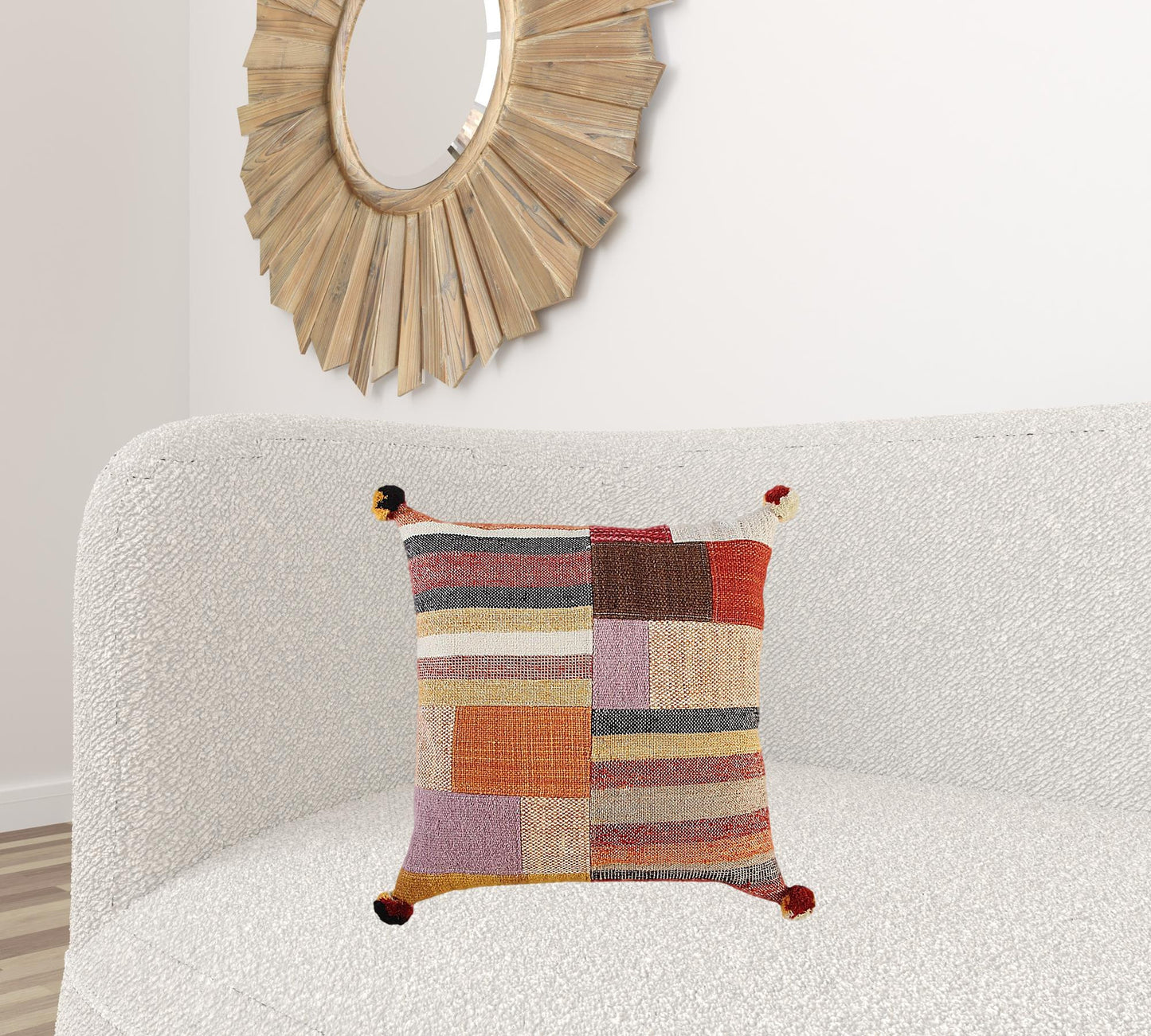 Orange Brown Accent Stitched Pillow
