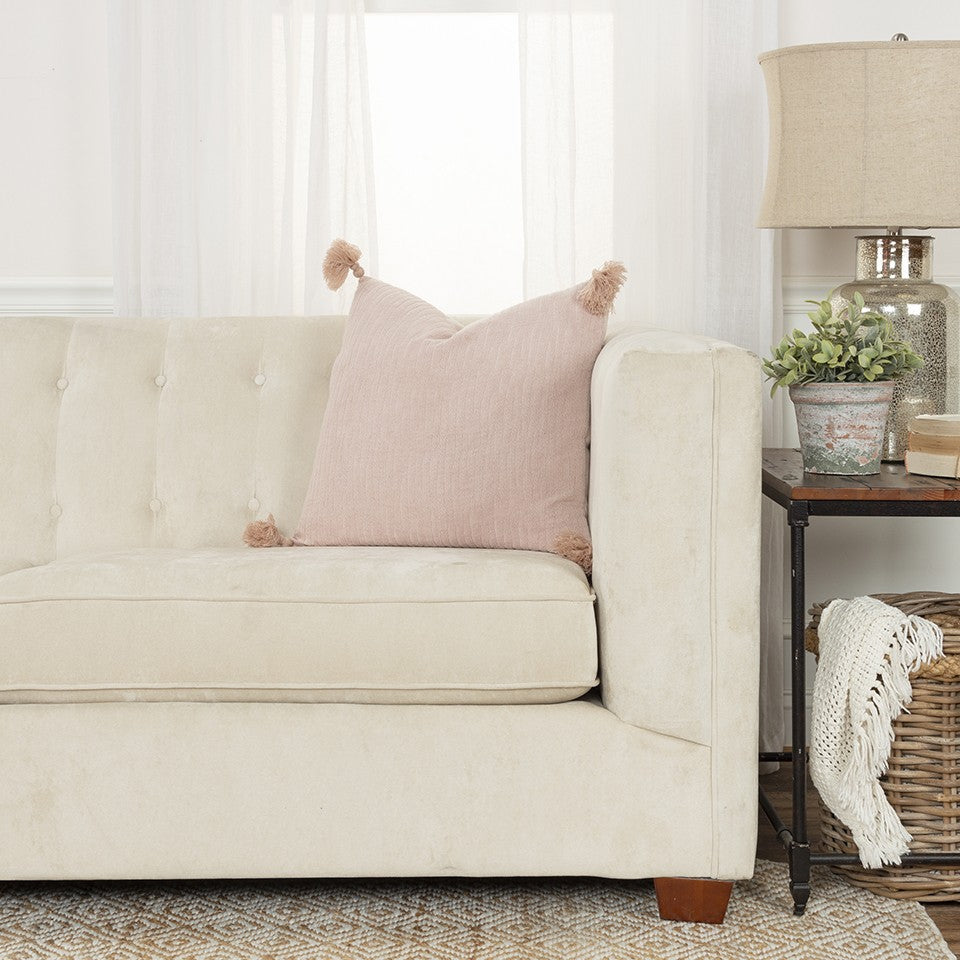 Blush Solid Tonal Abstract Stripe Pillow