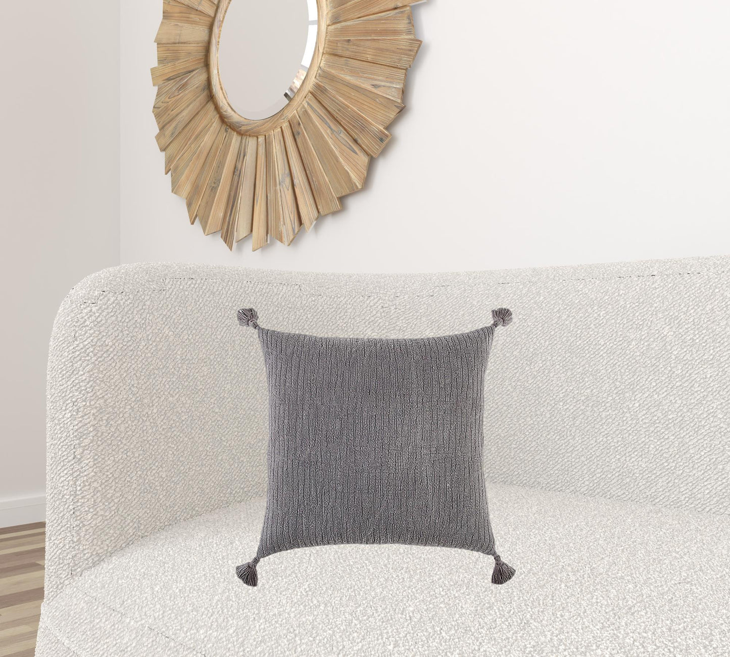 Gray Solid Tonal Abstract Stripe Pillow