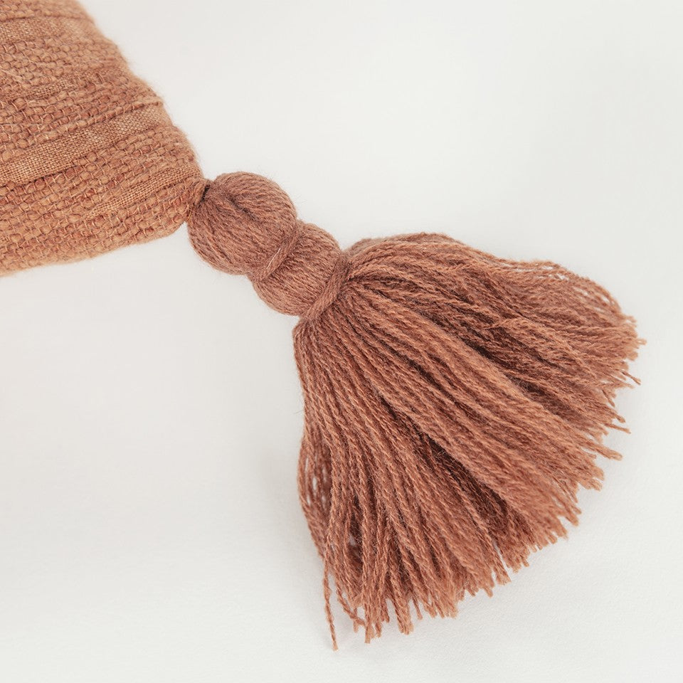 Terracotta Solid Tonal Abstract Stripe Pillow