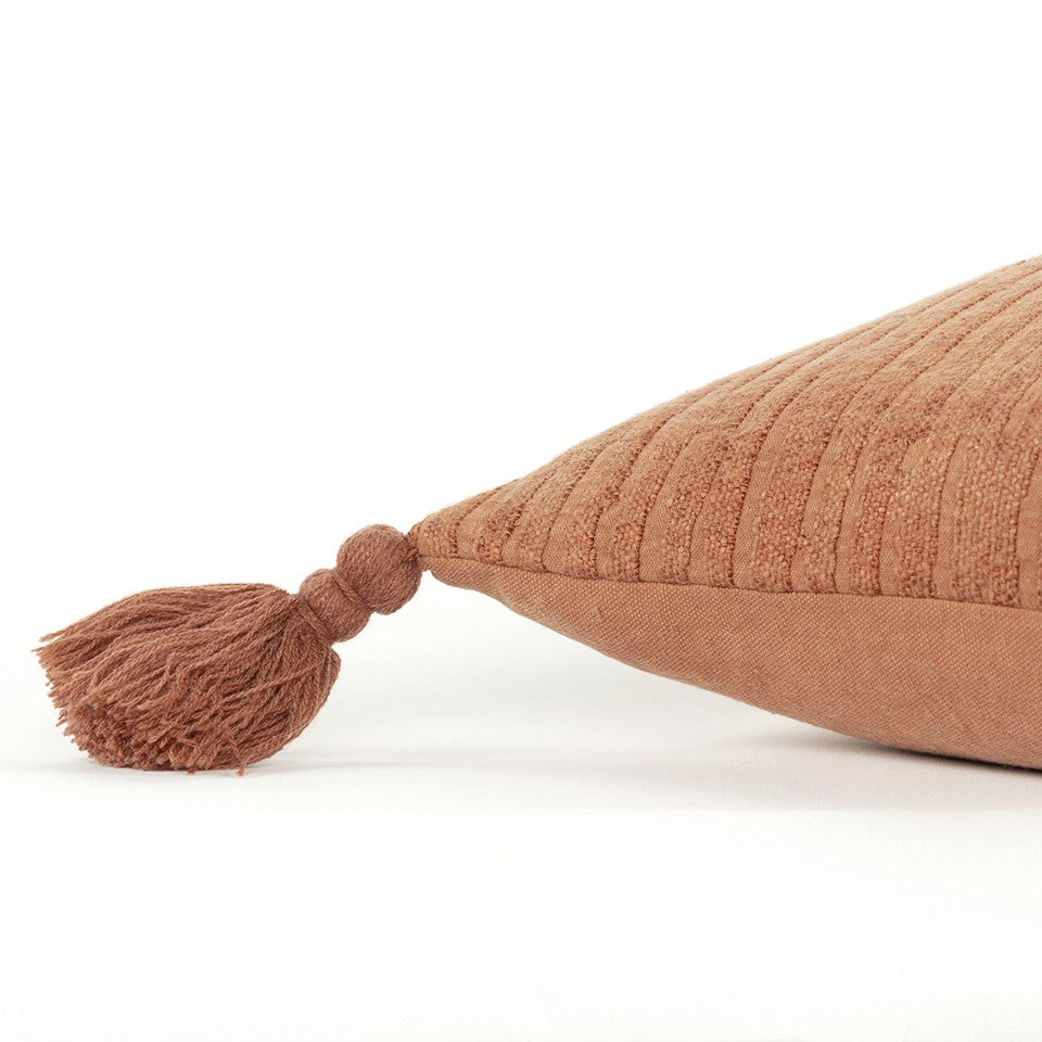 Terracotta Solid Tonal Abstract Stripe Pillow