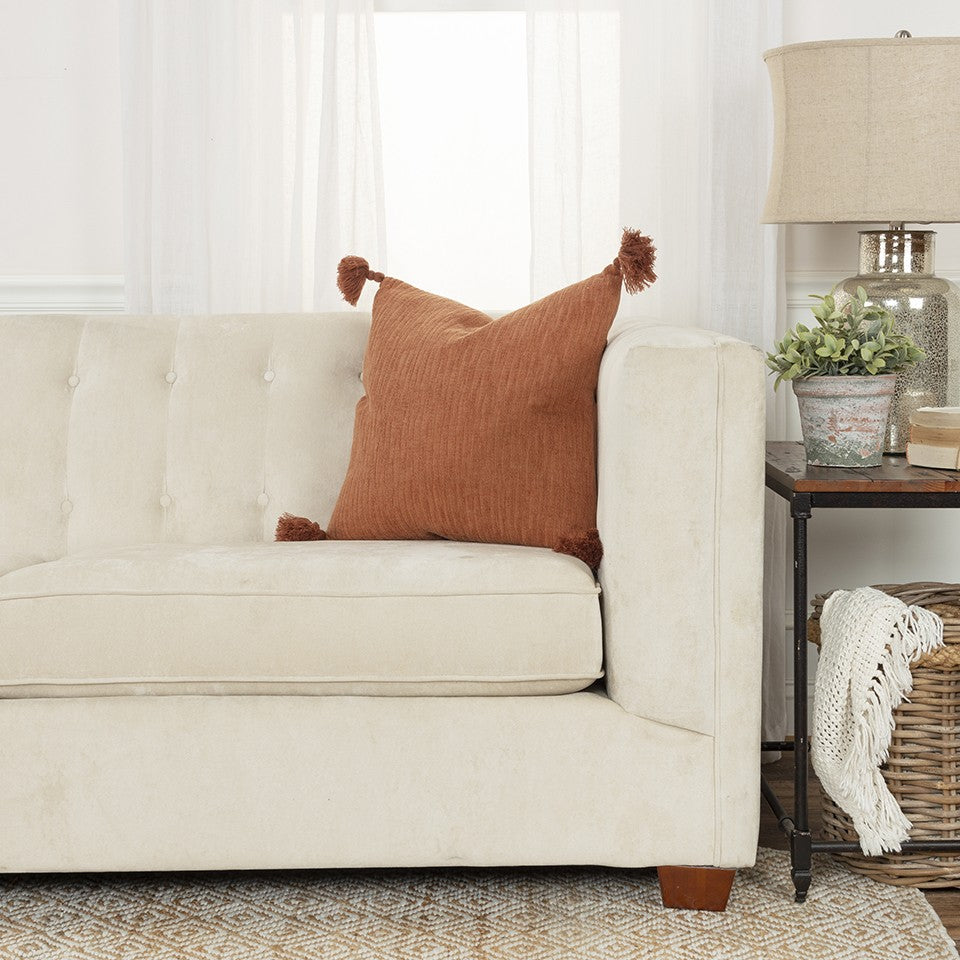 Terracotta Solid Tonal Abstract Stripe Pillow
