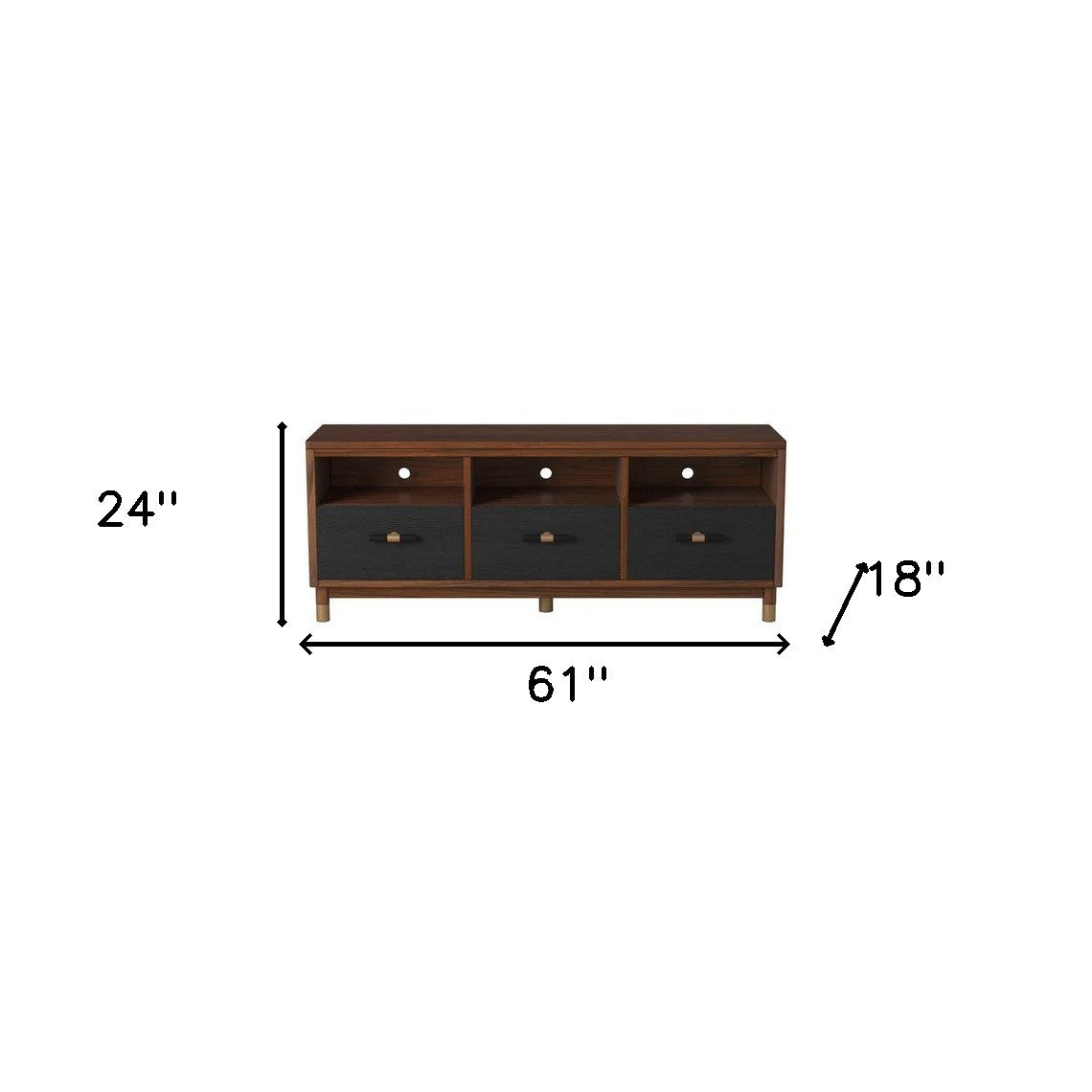 Brown & Black Solid Wood Media Console