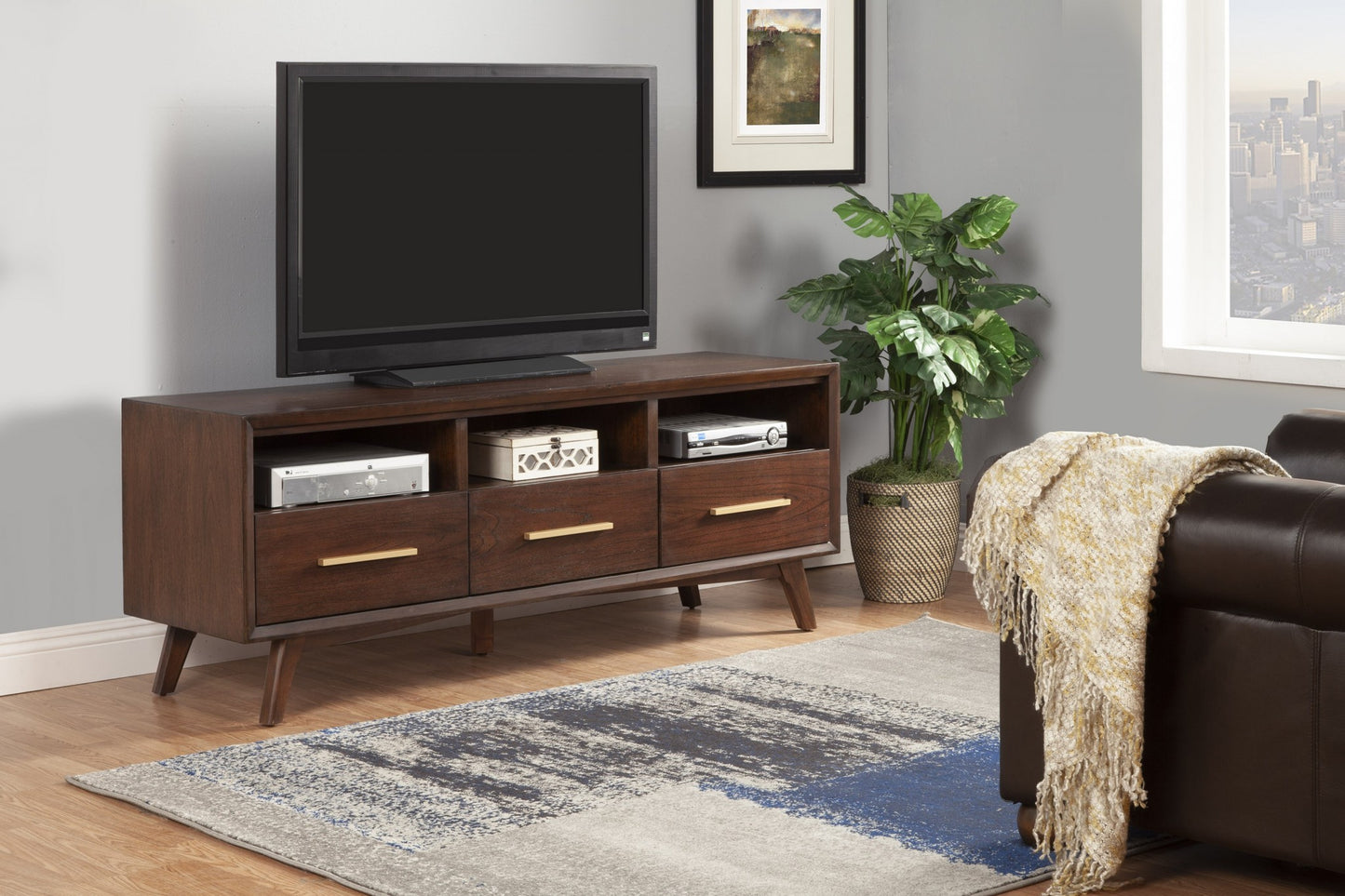 Brown Mahogany Solid Wood Media Console