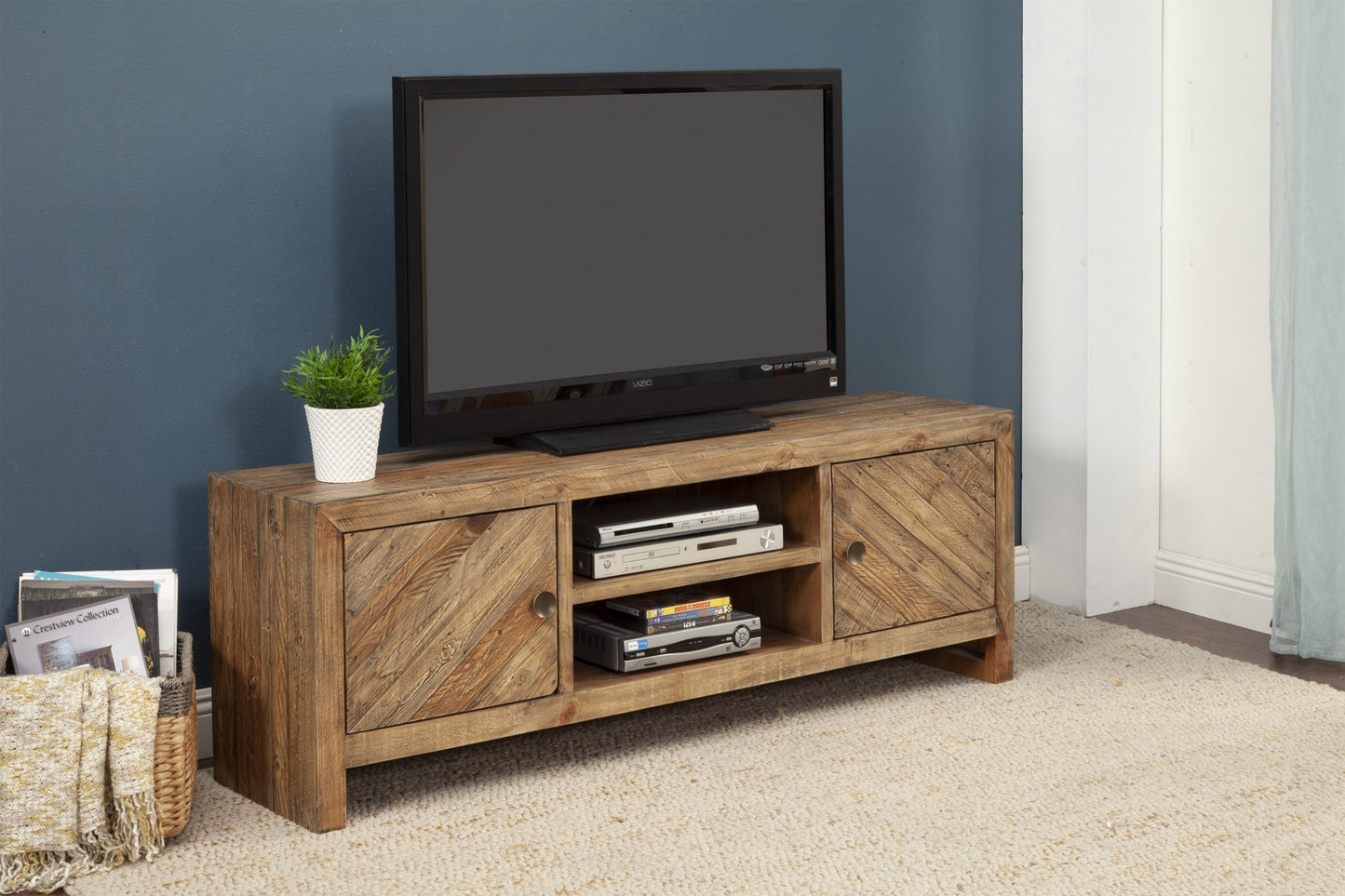 Wood Brown Reclaimed Pine Media Console
