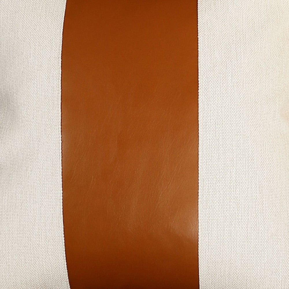 Brown & Ivory Faux Leather Pillow