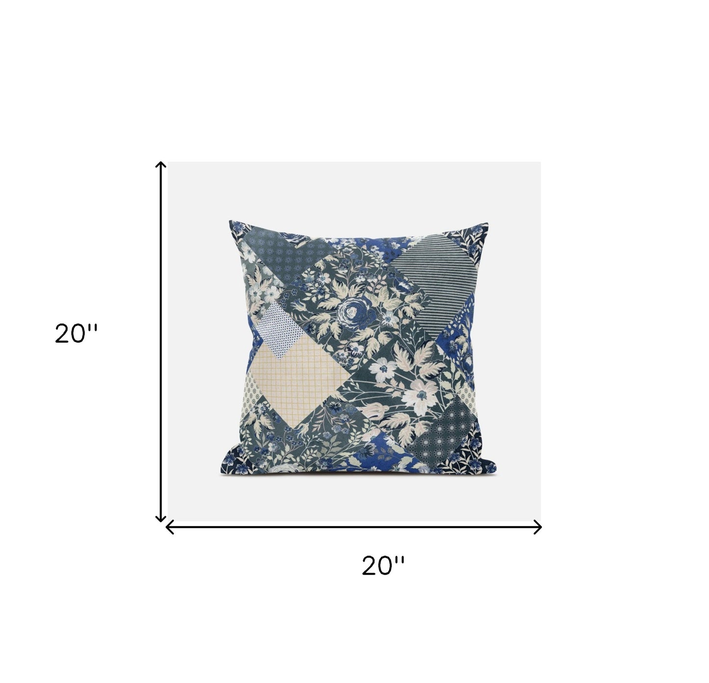 Gray Cream Floral Suede Pillow