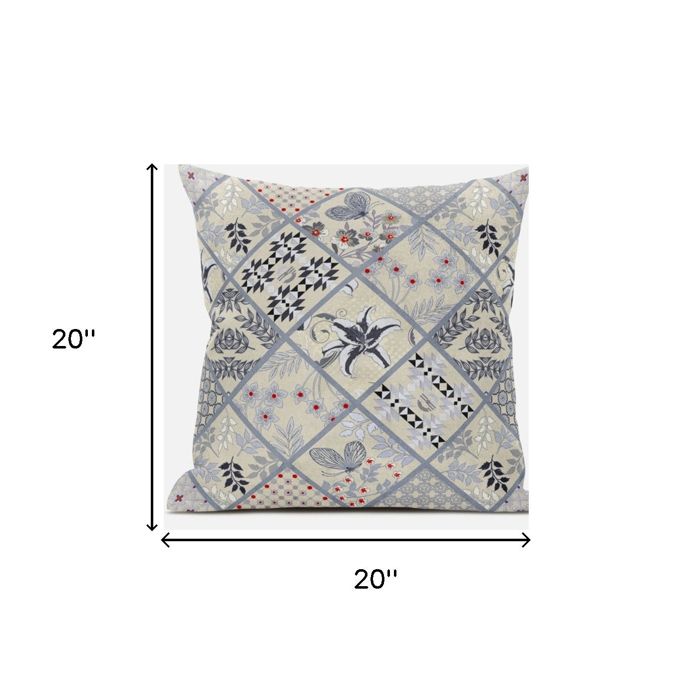 Cream Gray Patch Suede Pillow